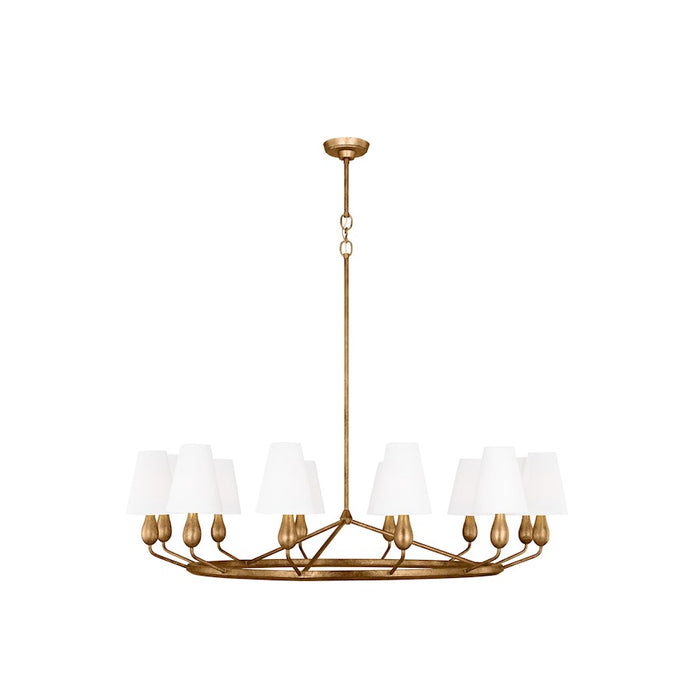 Visual Comfort Studio Ziba 12-Lt Extra Chandelier, Ant Gild/White - TC11712ADB