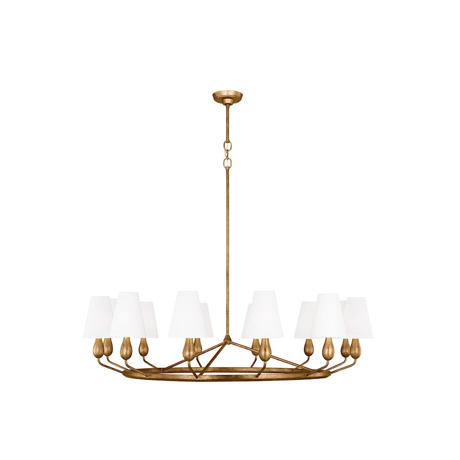 Visual Comfort Studio Ziba 12-Lt Extra Chandelier, Ant Gild/White - TC11712ADB