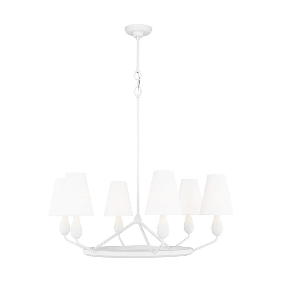 Visual Comfort Studio Ziba 6 Light Medium Chandelier, Matte White - TC1186MWT