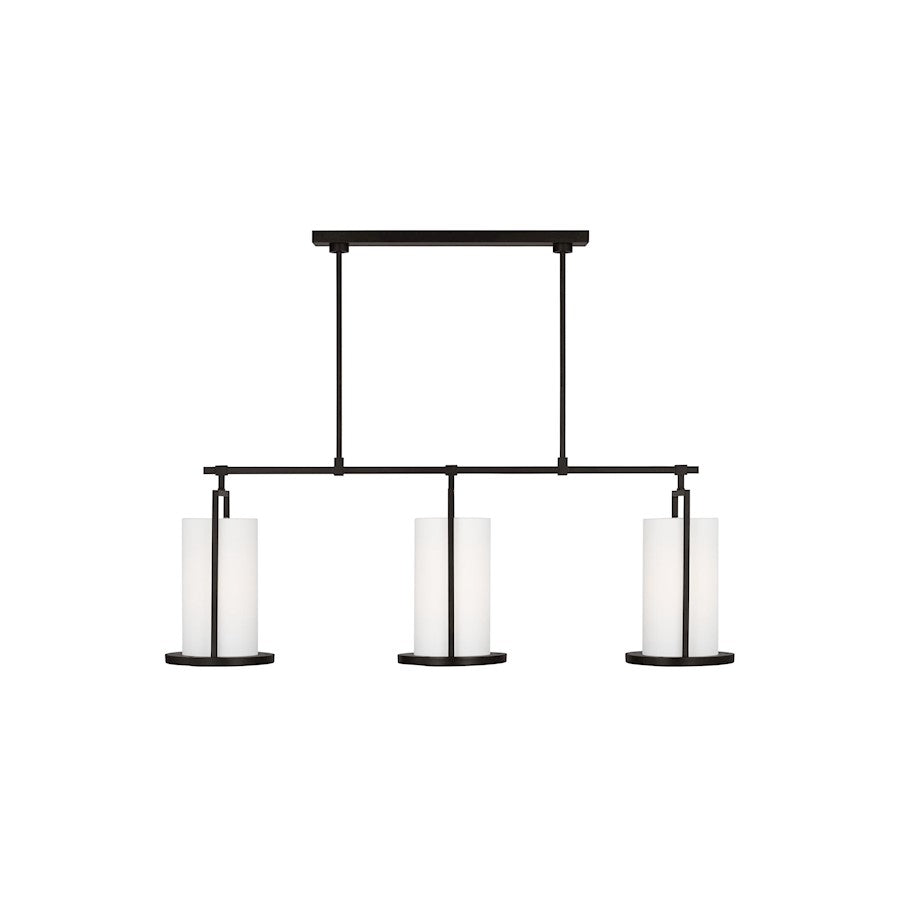 Visual Comfort Studio Sherwood 3-Lt Large Linear Chandelier, Iron/WH - TFC1053AI