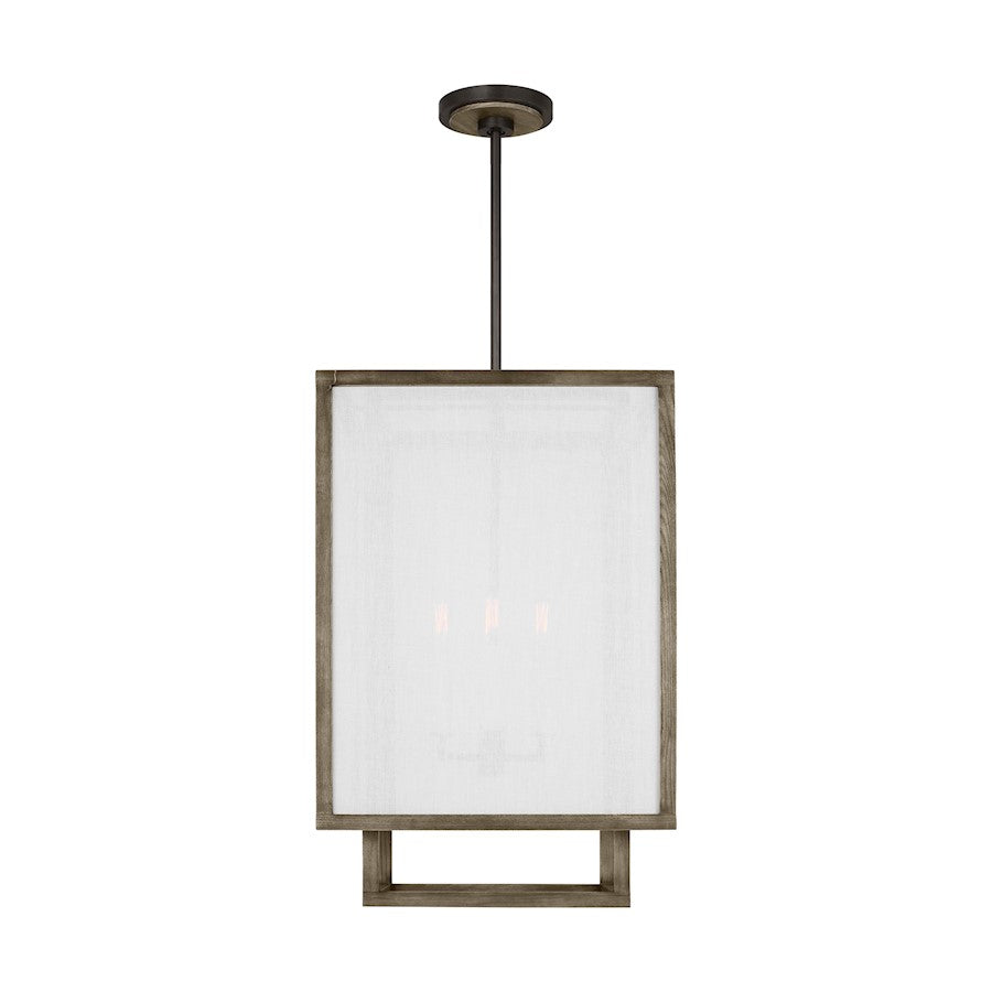 Visual Comfort Studio Brockway 4 Light Med Lantern, Oak Wood/White - TFC1094WDO