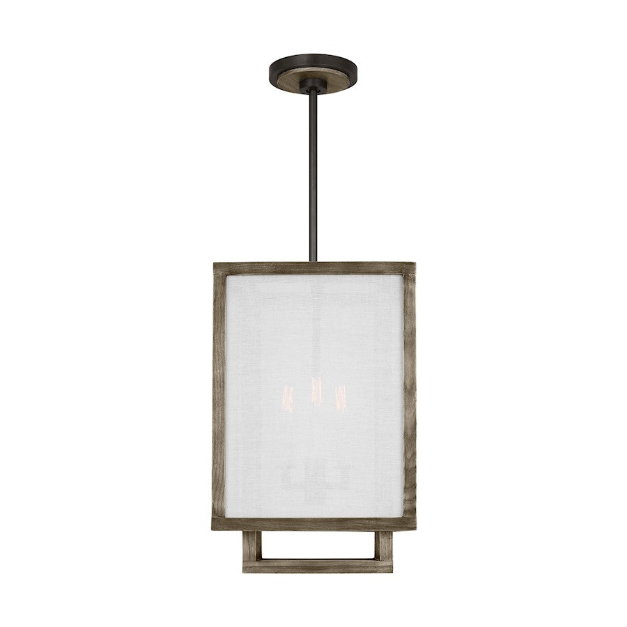 Visual Comfort Studio Brockway 3-Lt Small Lantern, Oak Wood/White - TFC1103WDO