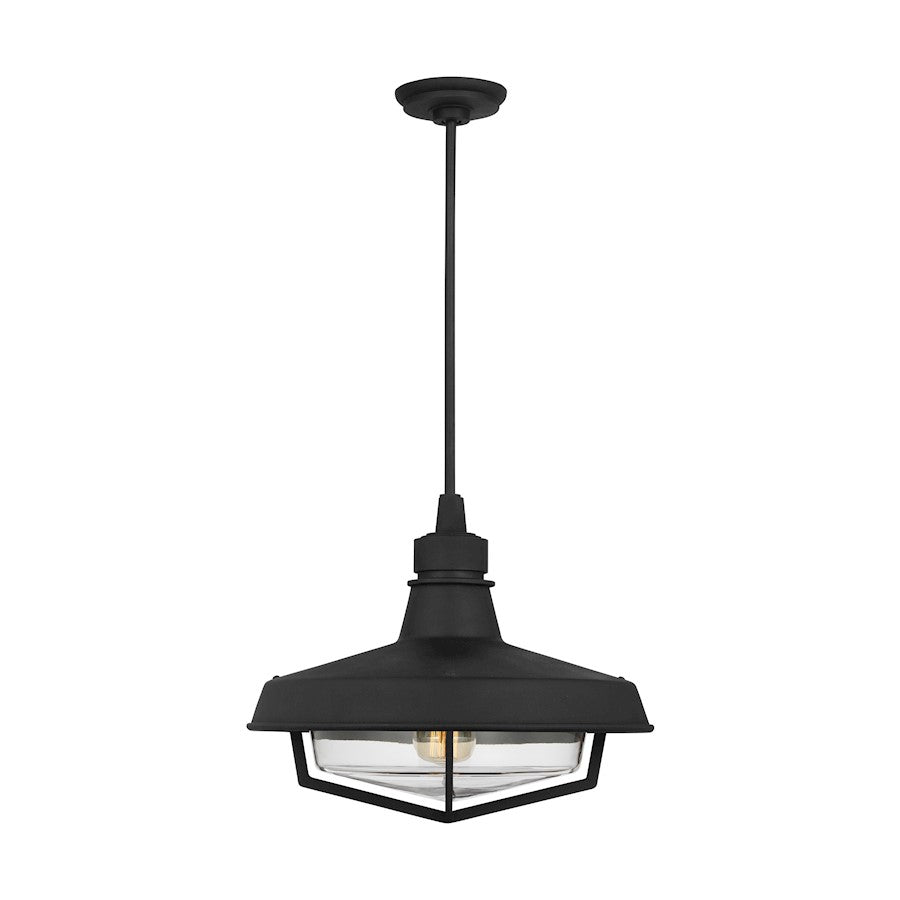 Visual Comfort Studio Hollis 1-Lt Large Pendant, Textured BK/Clear - TO1021TXB