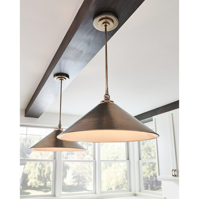 Visual Comfort Studio Capri 1 Light Wide Pendant, Antique Nickel