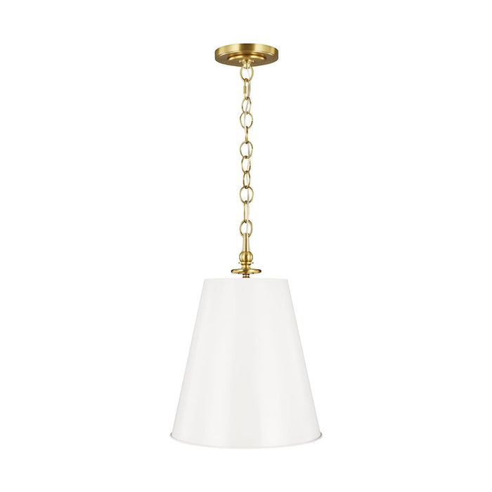 Visual Comfort Studio Capri 2-Lt Tall Pendant, Brass/Ant White - TP1012BBS-AWT