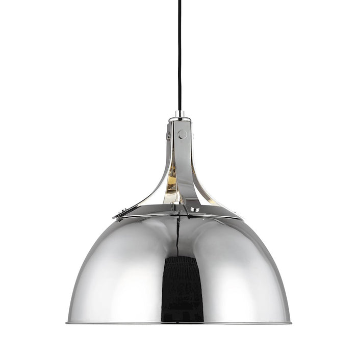 Visual Comfort Studio Logan 1 Light Medium Pendant, Nickel/Nickel