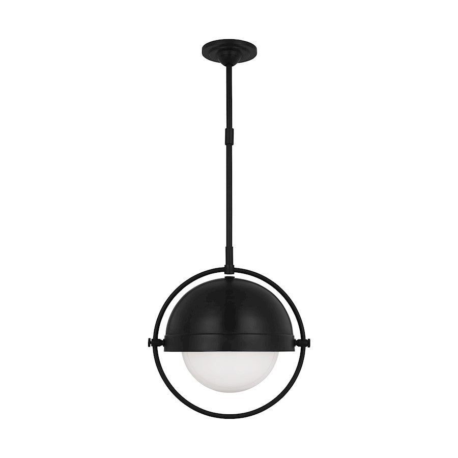 Visual Comfort Studio Bacall 1 Light Large Pendant, Iron/Milk White - TP1101AI