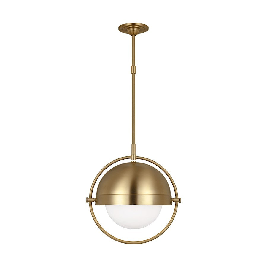 Visual Comfort Studio Bacall 1 Light Large Pendant, Brass/Milk White - TP1101BBS