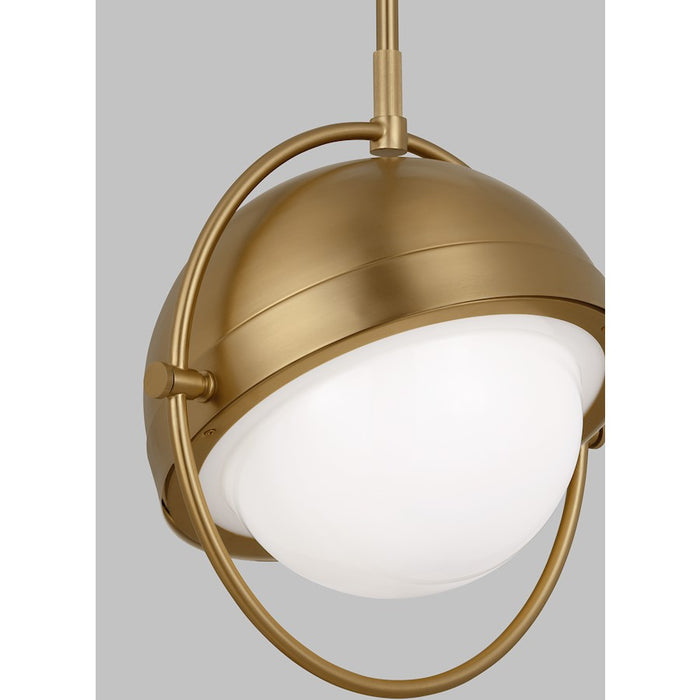 Visual Comfort Studio Bacall 1 Light Large Pendant, Brass/Milk White