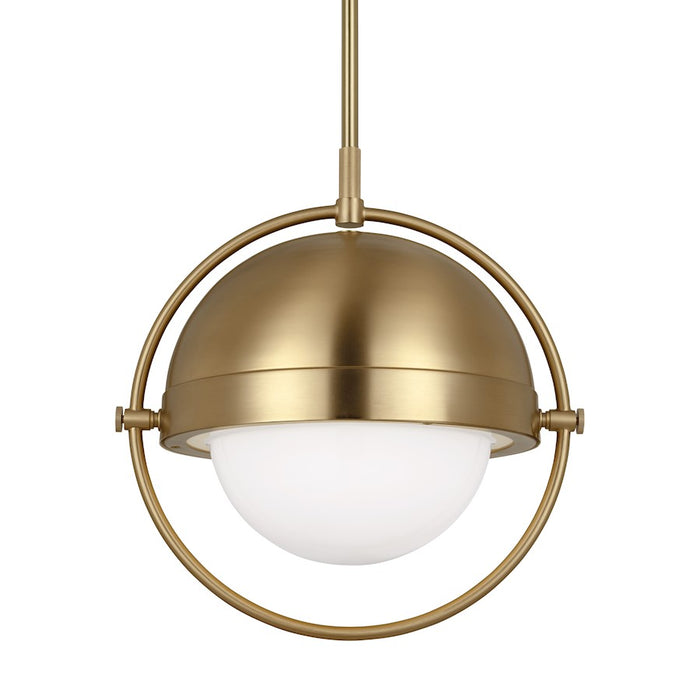 Visual Comfort Studio Bacall 1 Light Large Pendant, Brass/Milk White