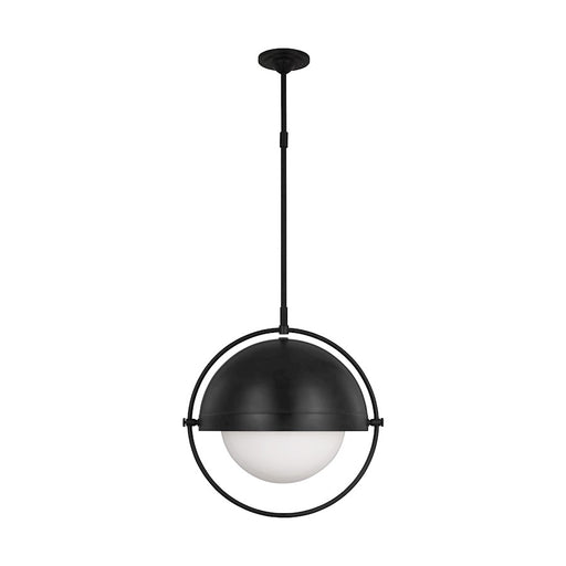 Visual Comfort Studio Bacall 1-Lt XL Pendant, Iron/Milk White - TP1111AI