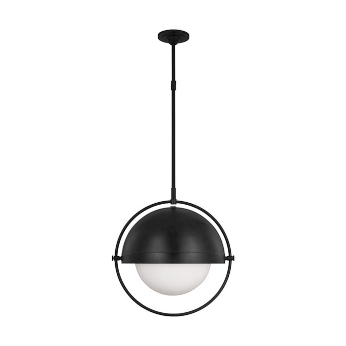 Visual Comfort Studio Bacall 1-Lt XL Pendant, Iron/Milk White - TP1111AI