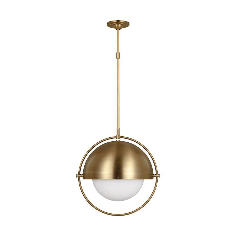 Visual Comfort Studio Bacall 1-Lt XL Pendant, Brass/Milk White - TP1111BBS