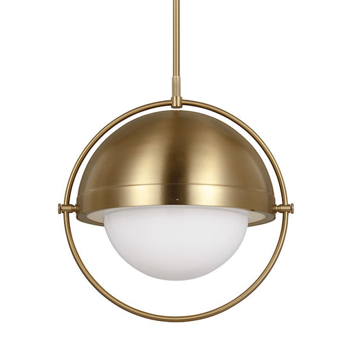 Visual Comfort Studio Bacall 1-Lt XL Pendant, Brass/Milk White