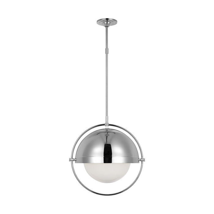 Visual Comfort Studio Bacall 1-Lt XL Pendant, Nickel/Milk White - TP1111PN