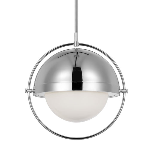 Visual Comfort Studio Bacall 1-Lt XL Pendant, Nickel/Milk White