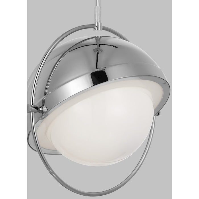 Visual Comfort Studio Bacall 1-Lt XL Pendant, Nickel/Milk White
