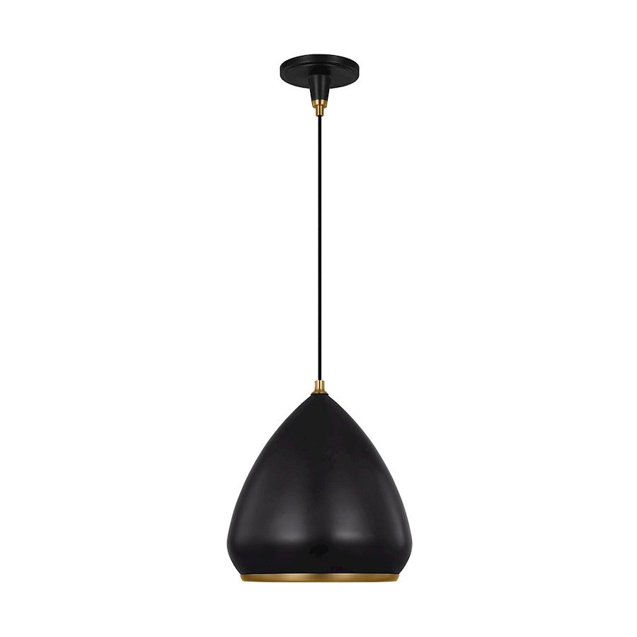 Visual Comfort Studio Clasica 1 Light Med Pendant, Iron/White - TP1121AIBBS