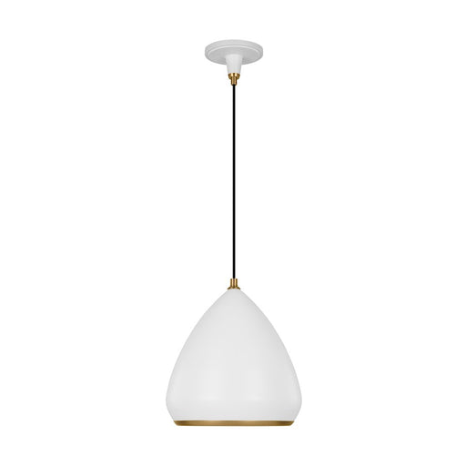 Visual Comfort Studio Clasica 1 Light Med Pendant, White/Iron - TP1121MWTBBS