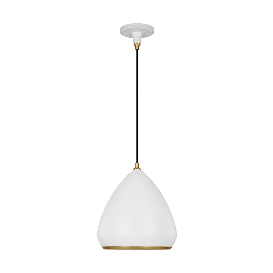 Visual Comfort Studio Clasica 1 Light Med Pendant, White/Iron - TP1121MWTBBS