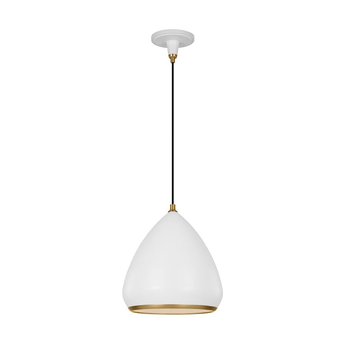 Visual Comfort Studio Clasica 1 Light Med Pendant, White/Iron