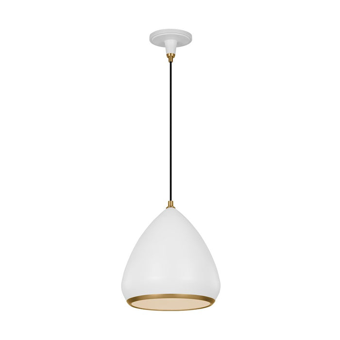 Visual Comfort Studio Clasica 1 Light Med Pendant, White/Iron