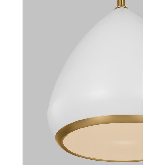 Visual Comfort Studio Clasica 1 Light Med Pendant, White/Iron