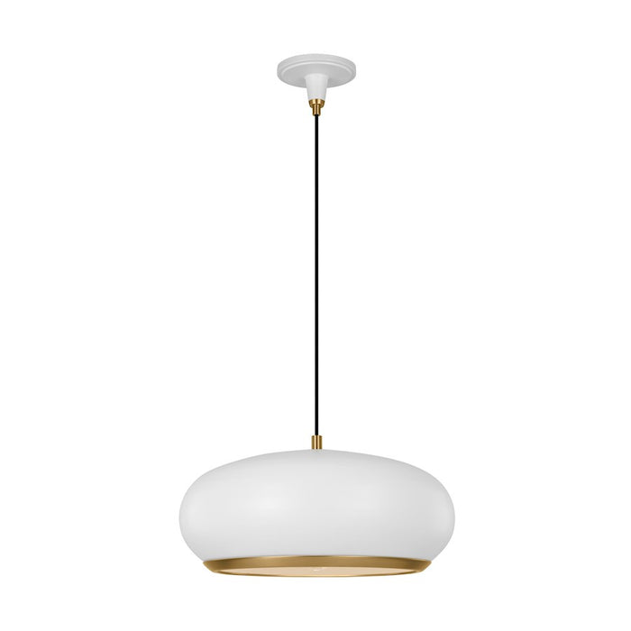 Visual Comfort Studio Clasica 1 Light Large Pendant, White/Iron