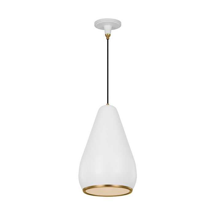 Visual Comfort Studio Clasica 1 Light Small Pendant, White/Iron