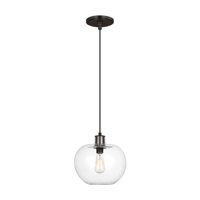 Visual Comfort Studio Mela 1 Light Medium Pendant, Aged Iron/Clear - TP1211AI