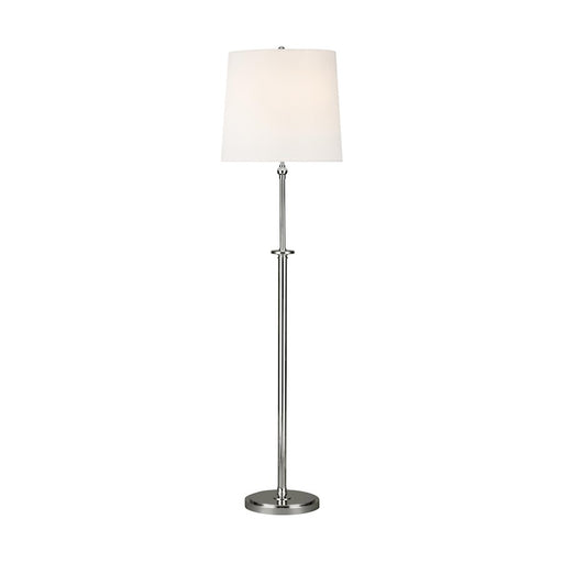 Visual Comfort Studio Capri 2-Lt Floor Lamp, Pol Nickel/White Linen - TT1012PN1