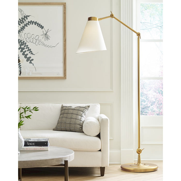 Visual Comfort Studio Signoret 1-Lt Gr/Task Floor Lamp, Brass/White