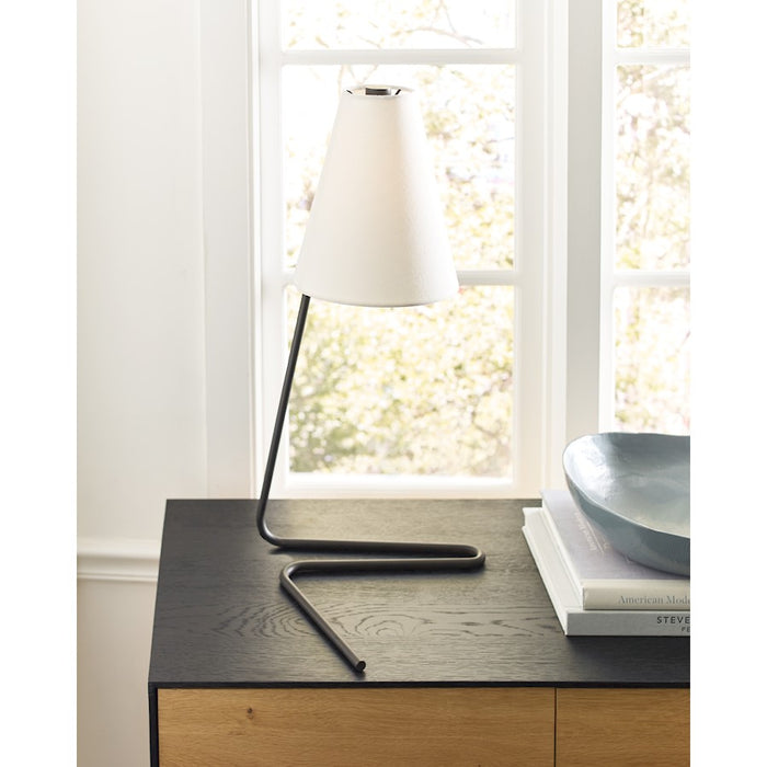 Visual Comfort Studio Dylan 1-Lt Tall Table Lamp, Brass/White Linen