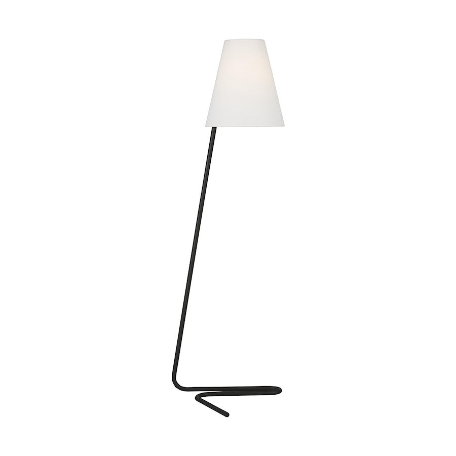 Visual Comfort Studio Jaxon 1 Light Floor Lamp, Iron/White Linen - TT1181AI1