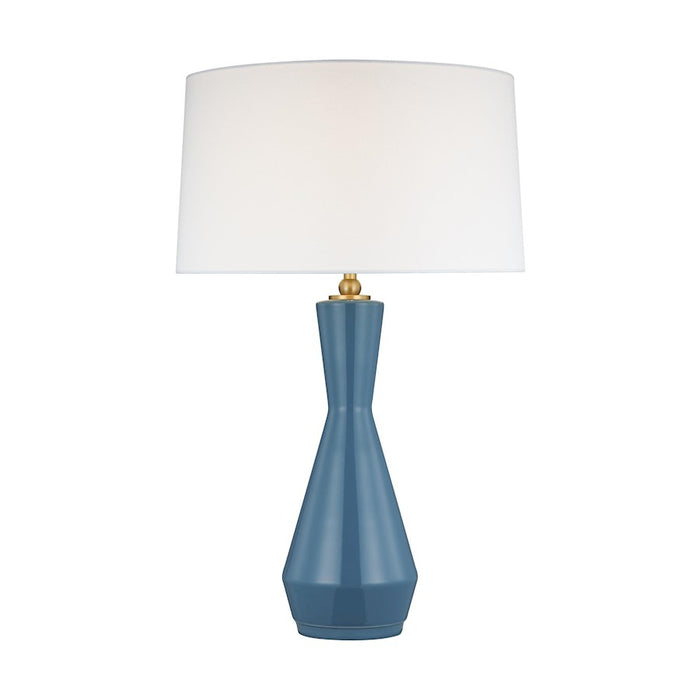 Visual Comfort Studio Jens 1-Lt Table Lamp, Lucent Aqua/White Linen - TT1221LAQ1