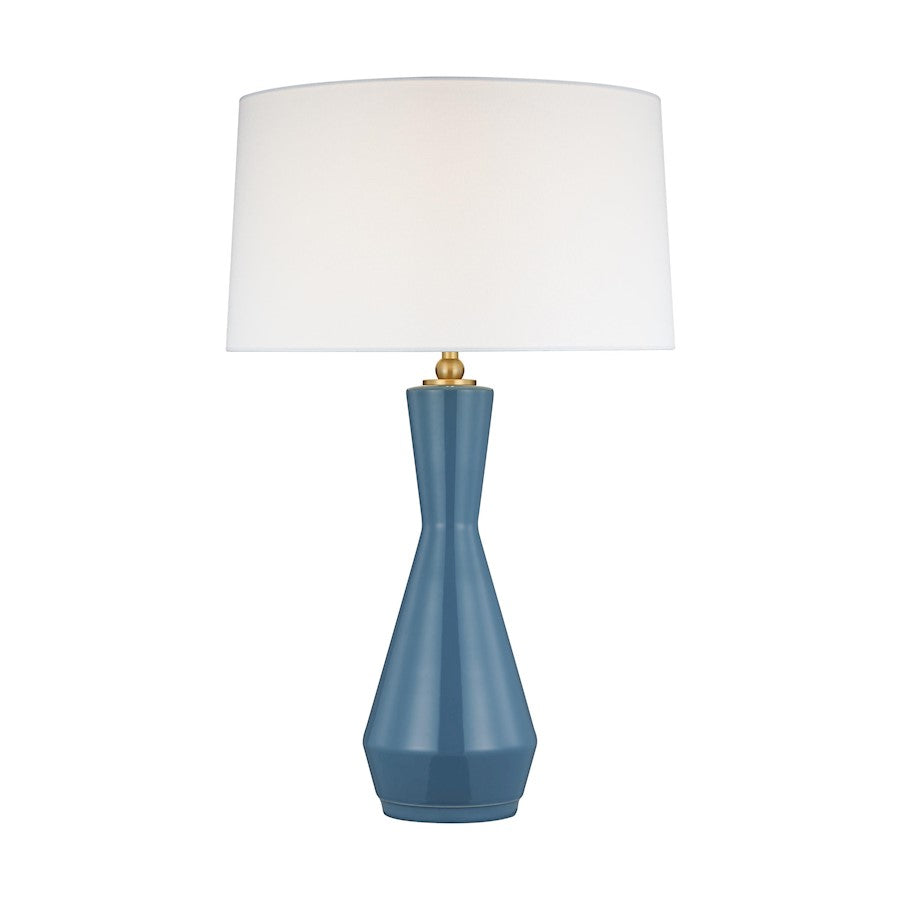 Visual Comfort Studio Jens 1-Lt Table Lamp, Lucent Aqua/White Linen - TT1221LAQ1