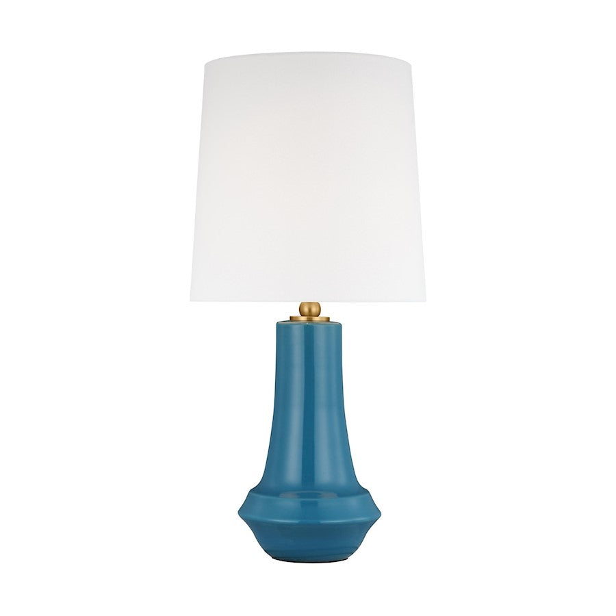 Visual Comfort Studio Jenna 1-Lt Med Table Lamp, Lucent Aqua/White - TT1231LAQ1