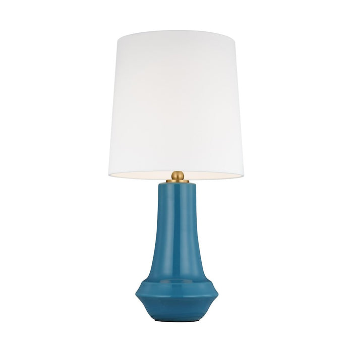 Visual Comfort Studio Jenna 1-Lt Med Table Lamp, Lucent Aqua/White