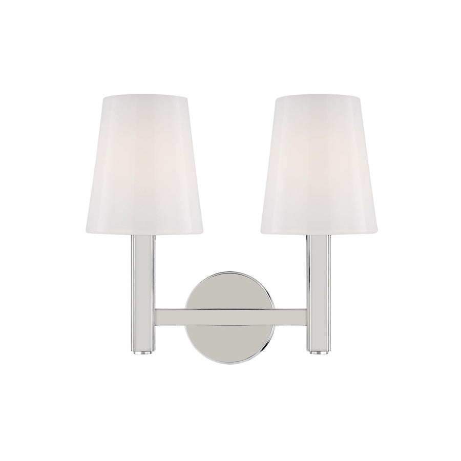 Visual Comfort Studio Logan 2-Lt Vanity, Pol Nickel/Milk White - TV1122PN