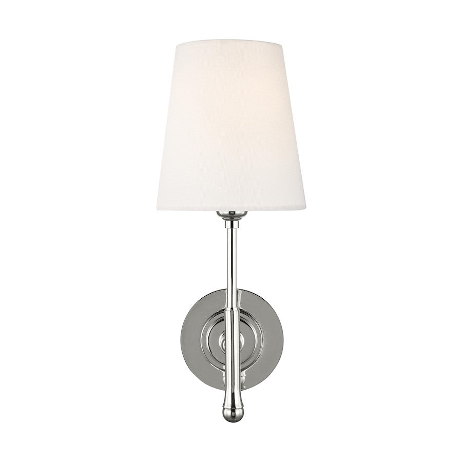 Visual Comfort Studio Capri 1-Lt Sconce, Pol Nickel/White Linen - TW1001PN