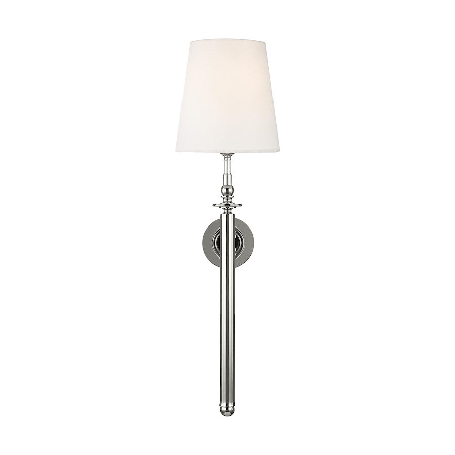 Visual Comfort Studio Capri 1-Lt Tail Sconce, Pol Nickel/White Linen - TW1021PN