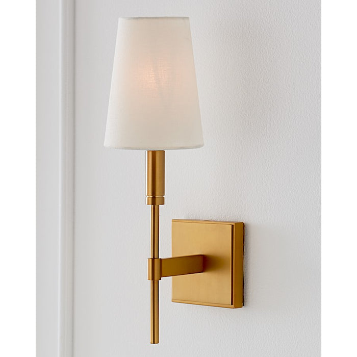 Visual Comfort Studio Beckham Classic 1-Lt Sconce, Brass/White Linen