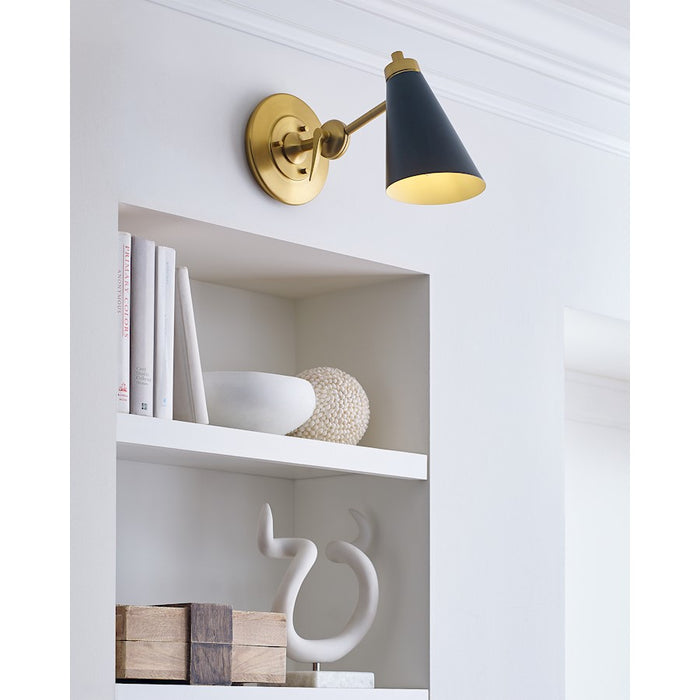 Visual Comfort Studio Signoret 1 Light Task Sconce, Brass/Midnight