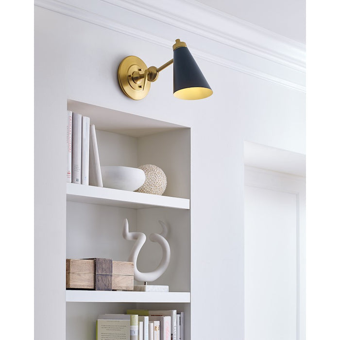 Visual Comfort Studio Signoret 1 Light Task Sconce, Brass/Midnight