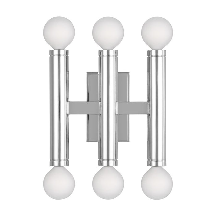 Visual Comfort Studio Beckham Modern 6-Lt Triple Sconce, Pol Nickel - TW1146PN