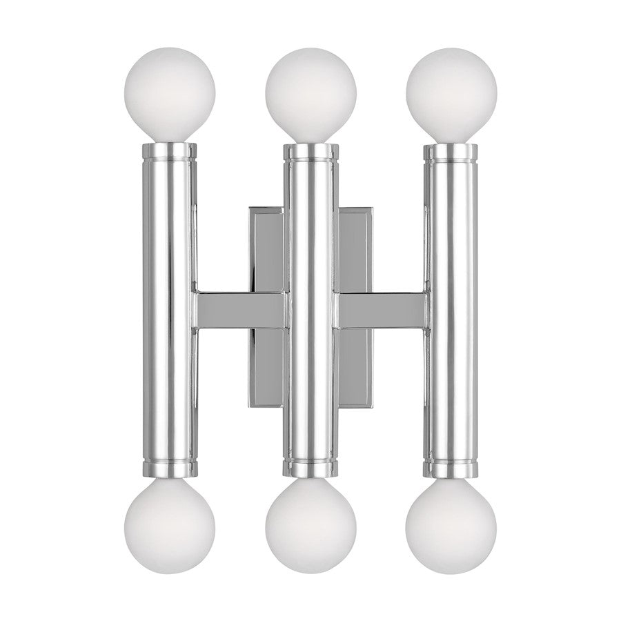 Visual Comfort Studio Beckham Modern 6-Lt Triple Sconce, Pol Nickel - TW1146PN