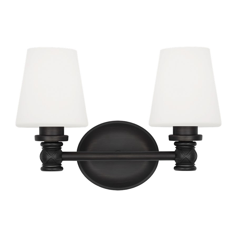 Visual Comfort Studio Xavierre 2Lt Bath Fixture, Iron/Opal Etched - VS22102AI