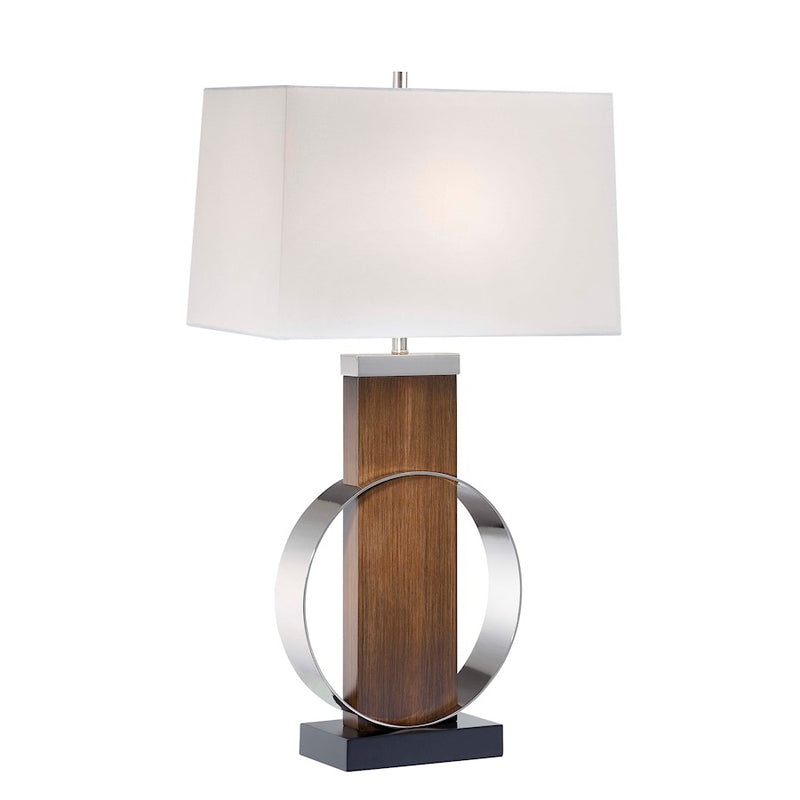 Minka Lavery Ambience 32in Table Lamp | Transitional Dip-Dyed Brushed Nickel and White Linen | Living Room & Bedroom Accent | Model 10031-0
