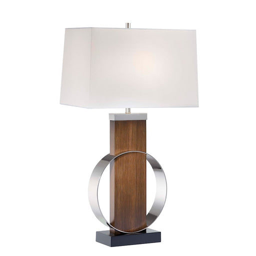 Minka Lavery Ambience 32in Table Lamp | Transitional Dip-Dyed Brushed Nickel and White Linen | Living Room & Bedroom Accent | Model 10031-0
