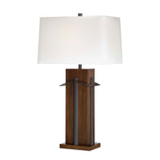 Minka Lavery Ambience 32in Table Lamp | Transitional Walnut and Black Metal | Living Room & Bedroom Accent | 10 x 18 x 32 in | Model 10033-0
